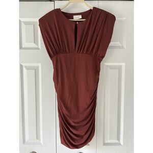 Vicolo Dress Womens L Brown Sleeveless Bodycon Rouch Dress